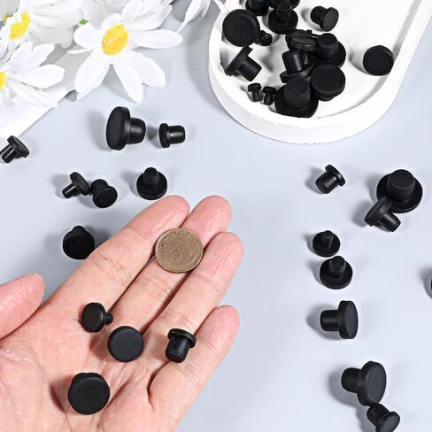 70 قطعة 7 أحجام من قابس ثقب السيليكون، سدادات مطاطية مستديرة سوداء، سدادات مطاطية للثقوب الدائرية، أغطية نهاية فتحات الأزرار المقاومة للماء، قابس أنبوبي بديل ناعم للزجاجات، الأنابيب، أواني الزهور in Kuwait