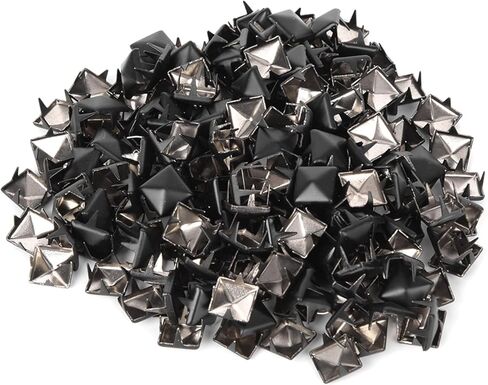 Rivet Studs Kuuleyn 200pcs Square Rivets Metal Stylish DIY Shoes Bags Hats Decoration Accessories 9mm (Red Background with White dots) in Saudi Arabia