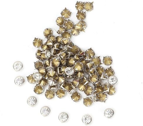 100pcs Metal Crystal Studs, Electroplated Copper Spots, Shiny Rhinestones Studs, Ideal for DIY Craft Decoration on Clothes, Bags & Shoes in Saudi Arabia