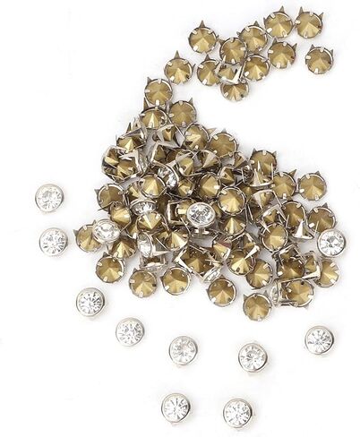 100pcs Metal Crystal Studs, Electroplated Copper Spots, Shiny Rhinestones Studs, Ideal for DIY Craft Decoration on Clothes, Bags & Shoes in Saudi Arabia