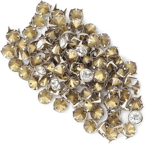 100pcs Metal Crystal Studs, Electroplated Copper Spots, Shiny Rhinestones Studs, Ideal for DIY Craft Decoration on Clothes, Bags & Shoes in Saudi Arabia