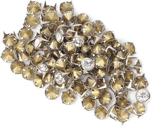 100pcs Metal Crystal Studs, Electroplated Copper Spots, Shiny Rhinestones Studs, Ideal for DIY Craft Decoration on Clothes, Bags & Shoes in Saudi Arabia