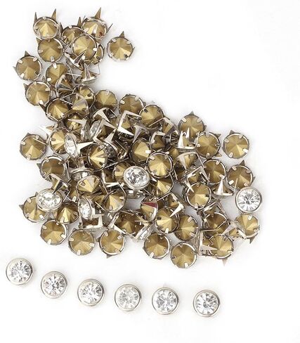 100pcs Metal Crystal Studs, Electroplated Copper Spots, Shiny Rhinestones Studs, Ideal for DIY Craft Decoration on Clothes, Bags & Shoes in Saudi Arabia