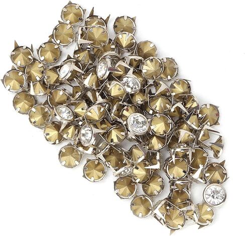 100pcs Metal Crystal Studs, Electroplated Copper Spots, Shiny Rhinestones Studs, Ideal for DIY Craft Decoration on Clothes, Bags & Shoes in Saudi Arabia
