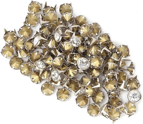 100pcs Metal Crystal Studs, Electroplated Copper Spots, Shiny Rhinestones Studs, Ideal for DIY Craft Decoration on Clothes, Bags & Shoes in Saudi Arabia
