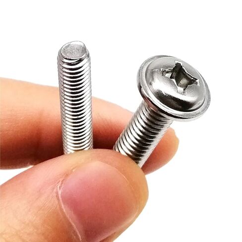10-50pcs M1.4 M1.6 M2 M2.5 M3 M4 M5 M6 Cross Phillips Pan Round Head Screw Bolt with Washer Collar 304 A2-70 Stainless Steel PWM DIN967(35mm,50pcs M3) in Saudi Arabia