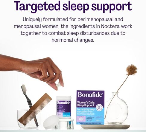 دعم النوم اليومي للسيدات من أجل الراحة أثناء النوم - Bonafide Noctera - خالي من الميلاتونين - لاضطرابات النوم الهرمونية - كمية تكفي لمدة شهر (60 قرصًا) in Kuwait
