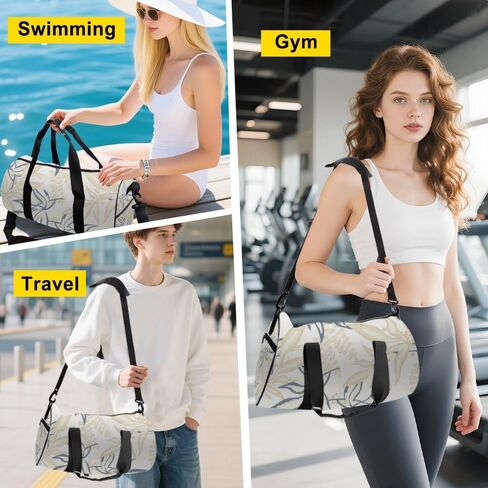 Elegant Blue Leaves Packable Gym Bag For Men Oxford Tote Bags Adjustable Shoulder Strap, Convertible Carry Backpack Cute Weekender Bag For Dance Basketball Gym Backpack in Saudi Arabia