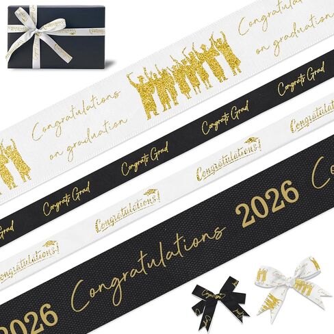 4 Rolls 2025 Graduation Ribbons 1" and 3/8" Width Grosgrain Ribbon Class of 2025 Bule Ribbon Congrats Grad Craft Ribbons for Gift Wrapping Graduation Party Decor, 20 Yards in Saudi Arabia