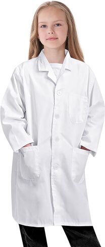 VOGRYE Lab Coat for Girl - White Unisex Kids Doctor's Coat Kids Vet Coat, Doctor Dress Up Costume for Girl in Kuwait