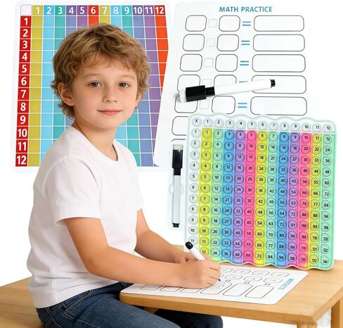 Multiplication Table Pop Fidget Learning Toy, Educational Math Game Board with Marker, Rainbow Mixed Colors in Kuwait