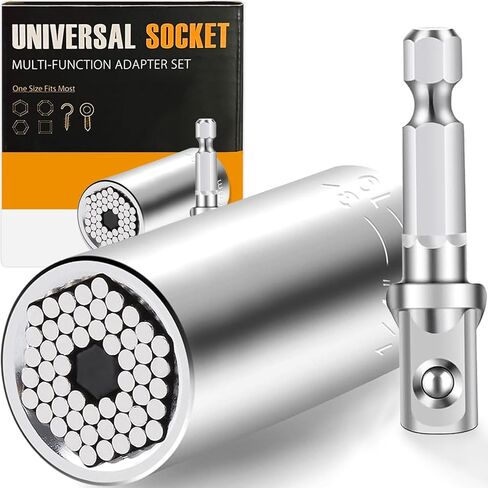 Universal Socket Self-Adjusting Wrench Set (7-19mm) – Fits Standard 1/4''-3/4'',Super Socket with Power Drill Adapter for Wrench Ratchet & Power Drill– Ideal Tool Gift for Men in Saudi Arabia