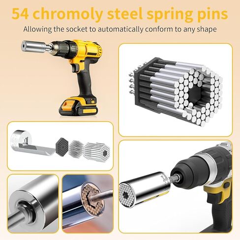 Universal Socket Self-Adjusting Wrench Set (7-19mm) – Fits Standard 1/4''-3/4'',Super Socket with Power Drill Adapter for Wrench Ratchet & Power Drill– Ideal Tool Gift for Men in Saudi Arabia