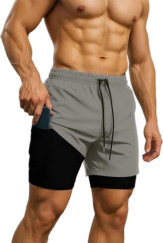 Men's Shorts, Quick-Drying Gym Shorts, Gym Shorts with Zipper Pockets in Saudi Arabia
