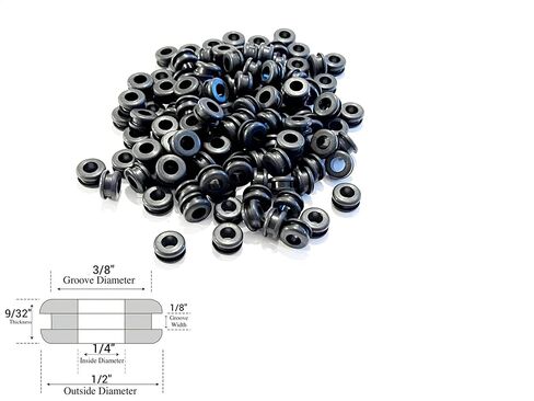 (100) 1/4" Inside Diameter Rubber Grommet - 1/8" Groove Width- Fits 3/8 Holes. Ideal for Sealing, DIY Projects, Wire Protection, and Cable Management in Kuwait