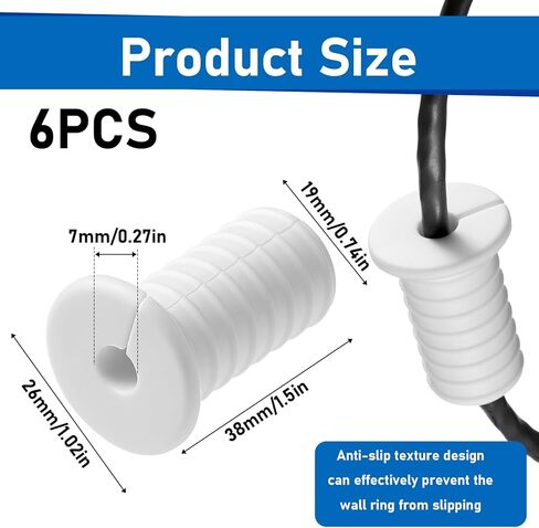 6pcs 3/4 inch Wall Grommets for Starlink Cable Grommets, Silicone Cable Grommet, Wall Cables Pass Through Kit for Starlink, White Non-Slip Cables Routing Solution in Saudi Arabia