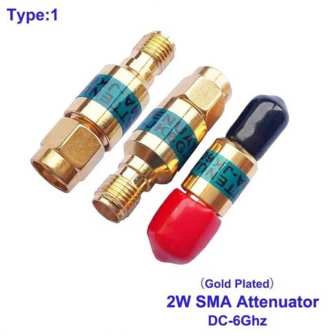 1Pc 2W DC-6GHz 1/2/3/5/6/10/15/20/30db 50Ohm RF Attenuator SMA Male to SMA Female Coaxial Fixed Connectors Stainless Steel(Gold,15db) in Saudi Arabia