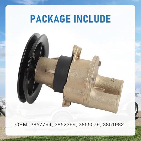 Luocute Rawing Sea Water Impeller Pump 3857794 Fits for HU WT Engines 1995-1999, Rawing Water Sea Pump With 4 1/2 In Diameter Single V Belt Pulley 3857794 Replacement in Saudi Arabia