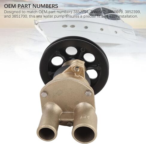 Luocute Rawing Sea Water Impeller Pump 3857794 Fits for HU WT Engines 1995-1999, Rawing Water Sea Pump With 4 1/2 In Diameter Single V Belt Pulley 3857794 Replacement in Saudi Arabia