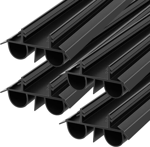 Lineshading 4 عبوات من ختم الباب السفلي من البلاستيك الخارجي PVC 1 3/4 بوصة × 36 بوصة للفينيل المخفي الشق/القناة الملائمة تحت شريط ختم الباب لتجريد الطقس سدادة المسودة (أسود) in Kuwait