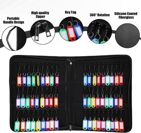 Portable Key Organizer with Handle, Fireproof and Waterproof Key Case, Key Holder with 54 Hooks and Tags Portable Key Storage Book for Offices Real Estate Agencies Hotels and Rental Management in Saudi Arabia