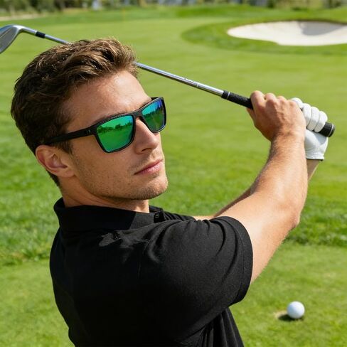 2026 New AMENI Golf Glasses, UV Polarized Sunglasses for Men/Women, with Case and Glasses Cloth(Vibrant Green) in Saudi Arabia