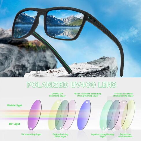 2026 New AMENI Golf Glasses, UV Polarized Sunglasses for Men/Women, with Case and Glasses Cloth(Vibrant Green) in Saudi Arabia