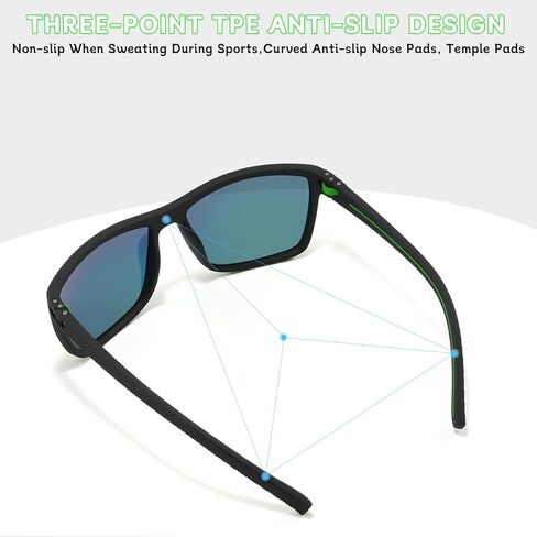 2026 New AMENI Golf Glasses, UV Polarized Sunglasses for Men/Women, with Case and Glasses Cloth(Vibrant Green) in Saudi Arabia