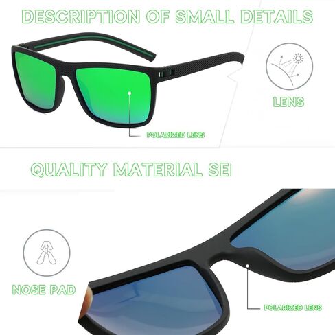 2026 New AMENI Golf Glasses, UV Polarized Sunglasses for Men/Women, with Case and Glasses Cloth(Vibrant Green) in Saudi Arabia