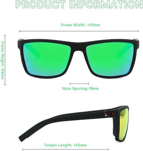 2026 New AMENI Golf Glasses, UV Polarized Sunglasses for Men/Women, with Case and Glasses Cloth(Vibrant Green) in Saudi Arabia
