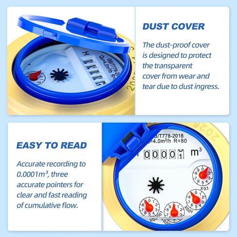 MEANLIN MEASURE Vertical Water Meter with 3/4" NPT Couplings, Gallon Cold Water Meter for Garden or Home, 20MM Measuring in Cubic Meter in Saudi Arabia