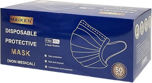 Blue Denim Safety Mask 3 Layer Protection Disposable Face Mask Melt-Blown for Adults 50 pcs in Saudi Arabia
