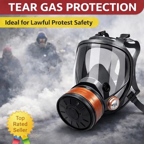 Full Face Respirator Mask with 40mm Activated Carbon Filter – Anti-Fog Panoramic Visor, Reusable, Adjustable Straps in Saudi Arabia