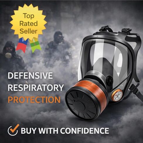 Full Face Respirator Mask with 40mm Activated Carbon Filter – Anti-Fog Panoramic Visor, Reusable, Adjustable Straps in Saudi Arabia