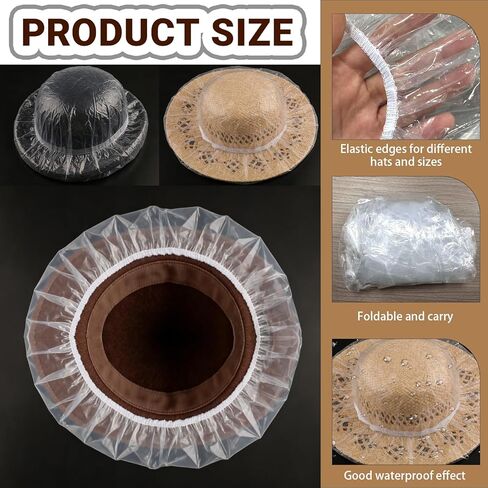2-Pack Cowboy Hat Rain Cover, Clear Plastic Cowboy Hat Cover for Dust Waterproof Storage, Travel Hats Protector for Storage, Fit Men and Women in Saudi Arabia