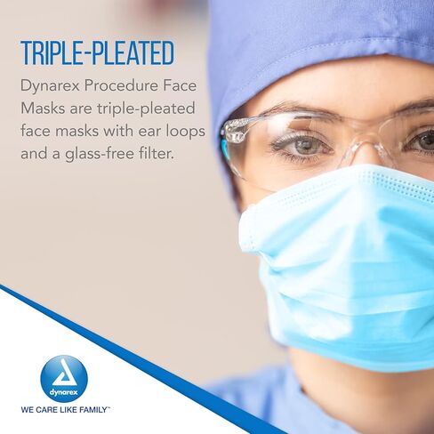 Dynarex Procedure Face Mask - with Ear Loop Blue 12/50/Cs in Saudi Arabia