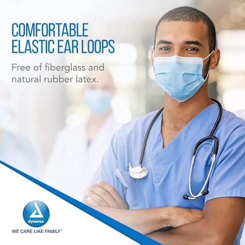 Dynarex Procedure Face Mask - with Ear Loop Blue 12/50/Cs in Saudi Arabia