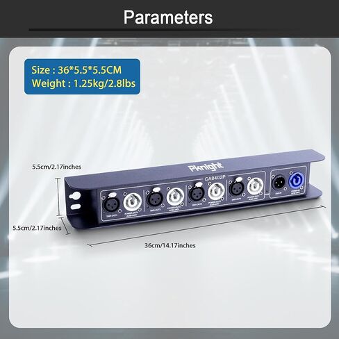 مضخم صوت مقسم Pknight DMX512، 1 في 4 مخرج، مع 4 × مخرجات طاقة تيار متردد بقفل PowerCON، منافذ DMX معزولة بصريًا، موزع DMX لإضاءة مسرح الجمالون/الجدار لـ DJ، والمسرح، والنادي in Kuwait