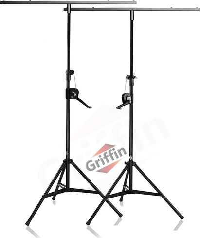 GRIFFIN DJ Light Stands (2-Pack) Stage Lighting Truss System (Hand-CrankUP Plus) – Portable Speaker Tripod Platform Rig – Adjustable Trussing Kit – T Bar Mount for Can Lights – Music Equipment Package in Saudi Arabia