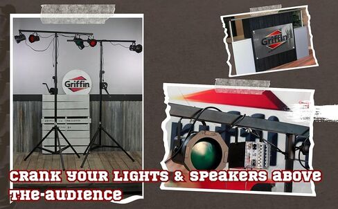 GRIFFIN DJ Light Stands (2-Pack) Stage Lighting Truss System (Hand-CrankUP Plus) – Portable Speaker Tripod Platform Rig – Adjustable Trussing Kit – T Bar Mount for Can Lights – Music Equipment Package in Saudi Arabia