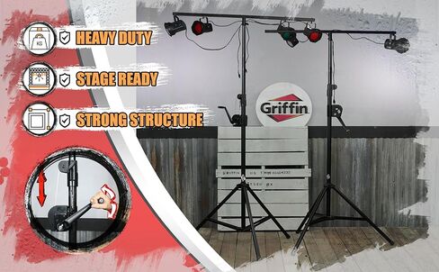 GRIFFIN DJ Light Stands (2-Pack) Stage Lighting Truss System (Hand-CrankUP Plus) – Portable Speaker Tripod Platform Rig – Adjustable Trussing Kit – T Bar Mount for Can Lights – Music Equipment Package in Saudi Arabia