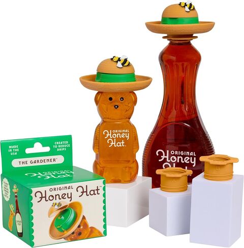 "The Gardener" Patented Drip-Catching Lid Replacement for Honey Bear Bottles & Table Syrup Bottles/No Mess Kitchen Gadget/Honey & Table Syrup Bottle Topper/Made in USA in Saudi Arabia