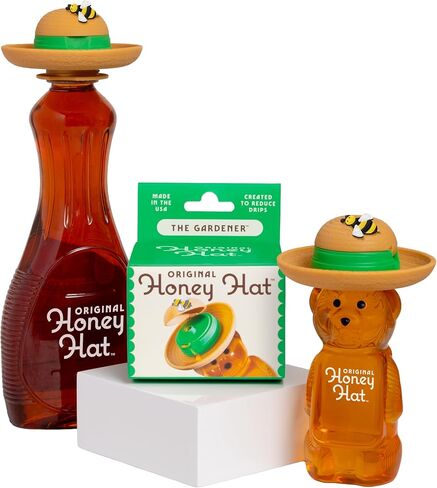 "The Gardener" Patented Drip-Catching Lid Replacement for Honey Bear Bottles & Table Syrup Bottles/No Mess Kitchen Gadget/Honey & Table Syrup Bottle Topper/Made in USA in Saudi Arabia