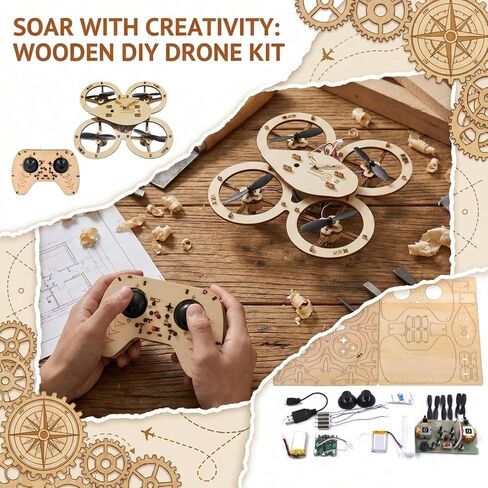 2026 New DIY Wooden RC Drone Kit, Remote Control 3D Building Blocks Quadcopter to Build for Adults, STEM Projects with Gyroscope for Beginners in Saudi Arabia