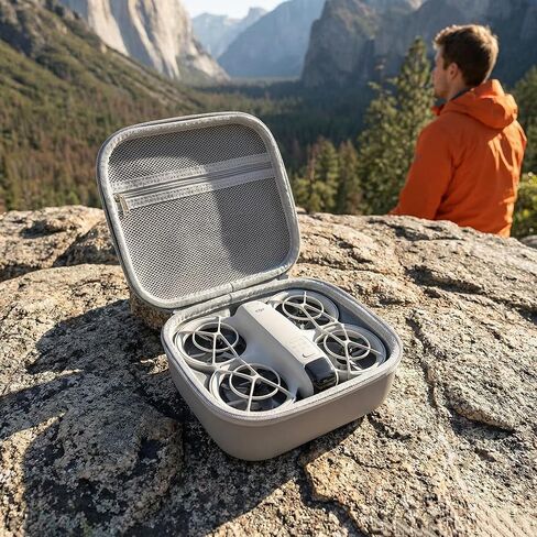 حقيبة حمل لطائرة DJI Neo 2، حقيبة تخزين صغيرة محمولة من جلد البولي يوريثان للسفر لطائرة DJI Neo 2 بدون طيار وملحقات البطاريات، حقيبة فقط (رمادي) in Saudi Arabia