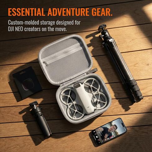 حقيبة حمل لطائرة DJI Neo 2، حقيبة تخزين صغيرة محمولة من جلد البولي يوريثان للسفر لطائرة DJI Neo 2 بدون طيار وملحقات البطاريات، حقيبة فقط (رمادي) in Saudi Arabia