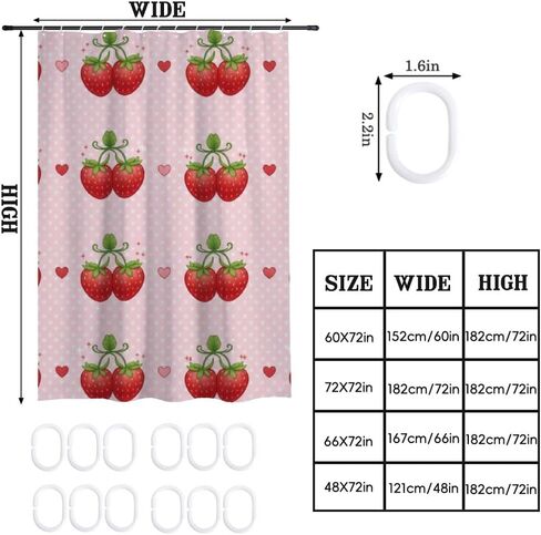 مجموعة ستائر الدش على شكل قلب منقطة مع خطافات، ستارة دش أساسية للصيف مقاومة للماء، ستائر شاطئ قابلة للغسل من القماش للعطلات للحمام لديكور الحمام غير تقليدي 48 × 72 بوصة in Kuwait