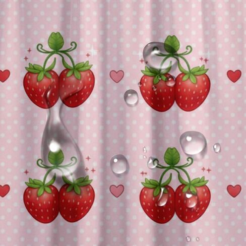 مجموعة ستائر الدش على شكل قلب منقطة مع خطافات، ستارة دش أساسية للصيف مقاومة للماء، ستائر شاطئ قابلة للغسل من القماش للعطلات للحمام لديكور الحمام غير تقليدي 48 × 72 بوصة in Kuwait