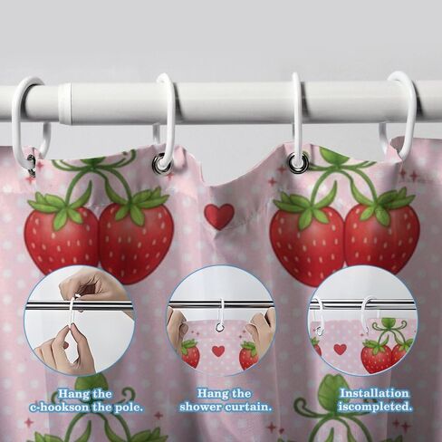 مجموعة ستائر الدش على شكل قلب منقطة مع خطافات، ستارة دش أساسية للصيف مقاومة للماء، ستائر شاطئ قابلة للغسل من القماش للعطلات للحمام لديكور الحمام غير تقليدي 48 × 72 بوصة in Kuwait