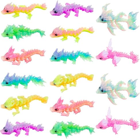 8PCS 3D Printed Dragon Baby Figurines, 4.5 Inch Crystal Dragon with Transparent Color Gradient, Rich Colored Fantasy Desk Decor, Unique Gift for Home Office Display, Collectibles, Friends in Kuwait